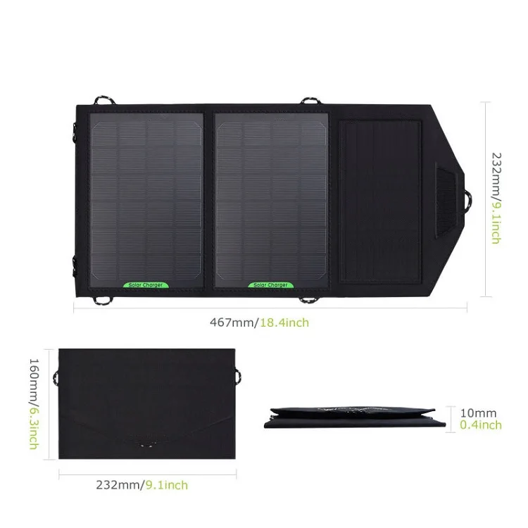  8W 5V 1.5A Outdoor folding Solar Panel USB Output Portable Foldable Power Bank waterproof travel So
