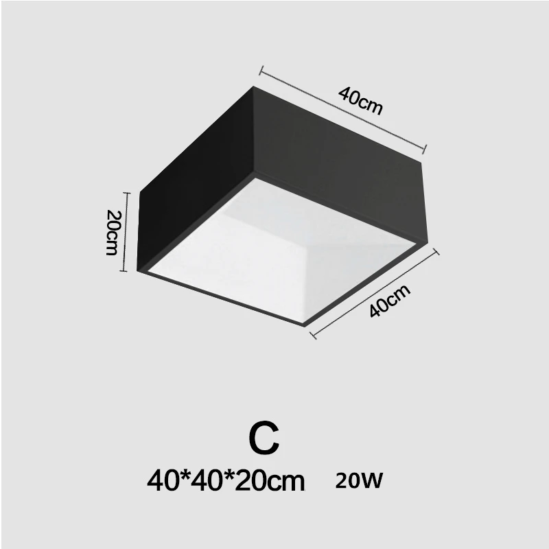 Квадратный белый/черный металлический блеск с регулируемой яркостью, светодиодные потолочные светильники DIY, комбинация, потолочный светильник, Светильники для внутреннего освещения - Цвет корпуса: black L40 W40cm 20W
