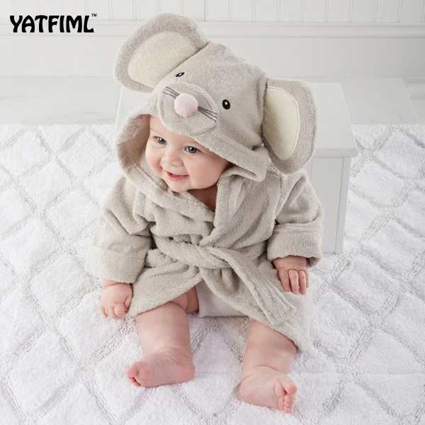 Детский фланелевый Халат YATFIML Детская домашняя одежда банный халат с капюшоном