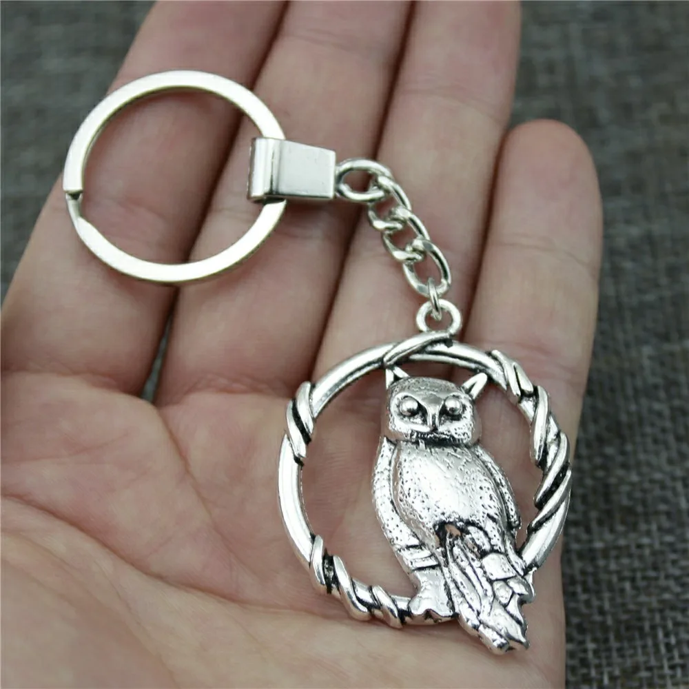 

Keyring Owl Keychain 46x37mm 2 Colors Antique Bronze Antique Silver Owl Key Chain Party Souvenir Gifts For Women