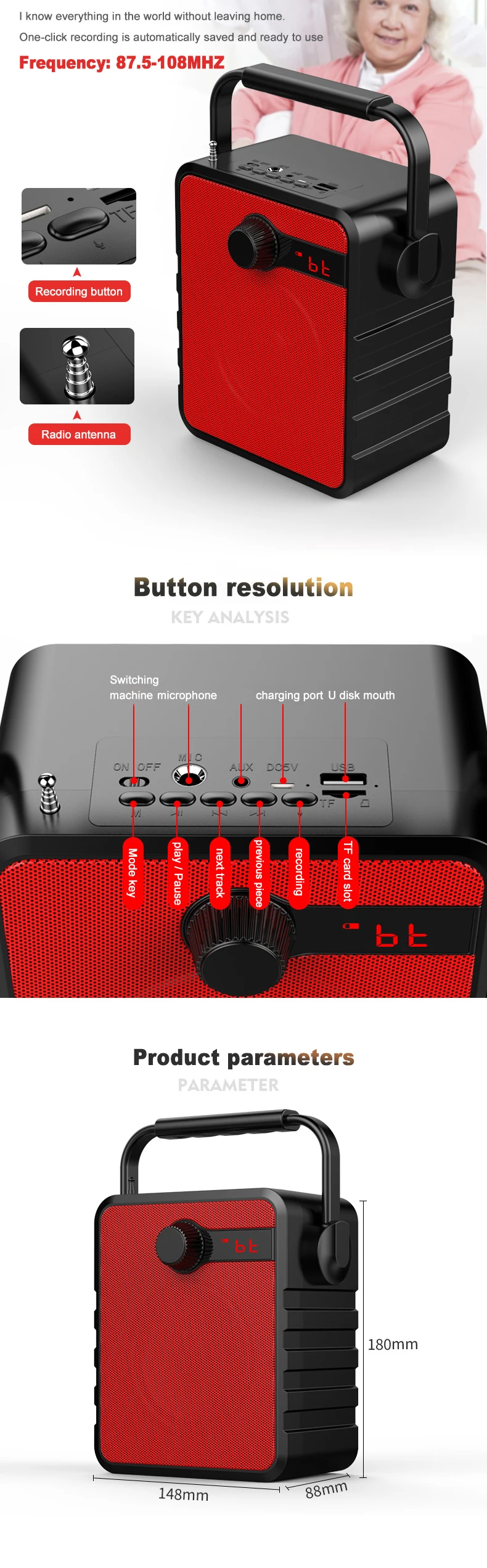 Открытый Беспроводной Bluetooth Поддержка колонок tf AUX USB музыка сабвуфер динамика миниатюрное портативное зарядное устройство для мобильного