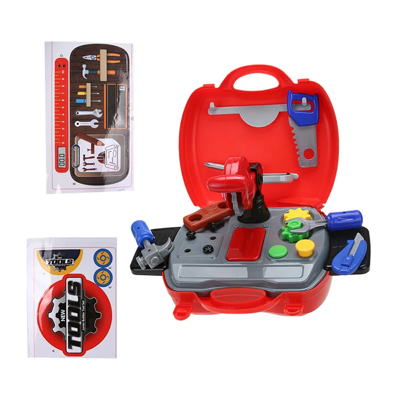 19 pcs/Set Simulation Engineer Builde Role Play parent-child interaction Toy Tool box screw hammer Repair Tool Kids Boys Gift