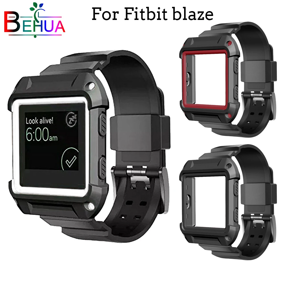 2в1 силиконовый ремешок+ чехол рамка Ремешки для наручных часов для Fitbit Blaze Смарт-часы ремешок спортивный открытый ремешок сменный ремешок для часов