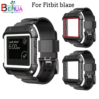 2in1 Silicone Strap + Case Cover frame watchbands for Fitbit Blaze smart watch band Sports outdoor Strap Replacement watchband crested for fitbit blaze frame replacement stainless steel case activity tracker smart watch accessories