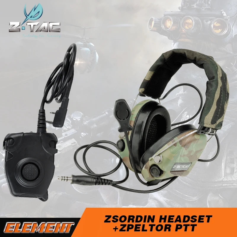 

Защитная пленка для слуха Z-tactical гарнитура Sordin Active-объемная, Z111(MC) с Pelto Tactical PTT, военный стандарт, версия Z112