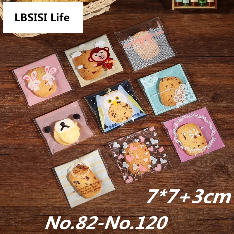 

LBSISI Life 100pcs 7x7+3cm Little Candy Bags Plastic Chocolate Soap Cookie Food Self Adhesive Packing Bags OPP Jewelry Gift Poly