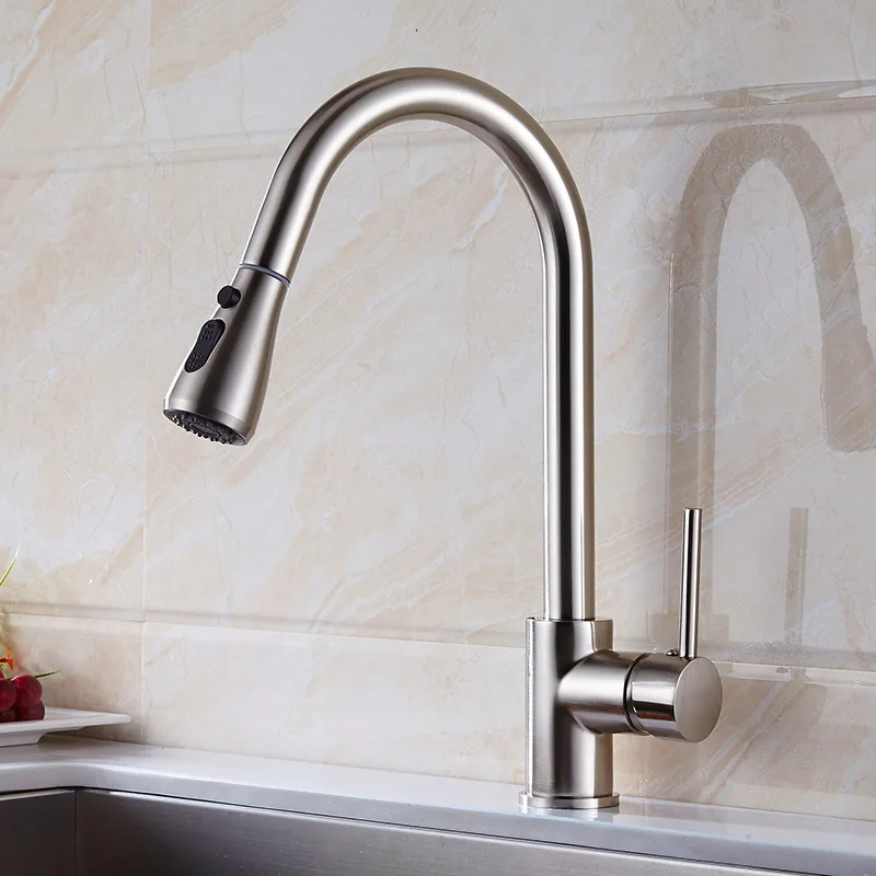 Chrome Kitchen Faucets hot and cold Single Handle Pull Out faucet for Kitchen 360 Degree Swivel mixer Water 3 ways water Tap Chrome Kitchen Faucets hot and cold Single Handle Pull Out faucet for Kitchen 360 Degree Swivel mixer Water 3 ways water Tap