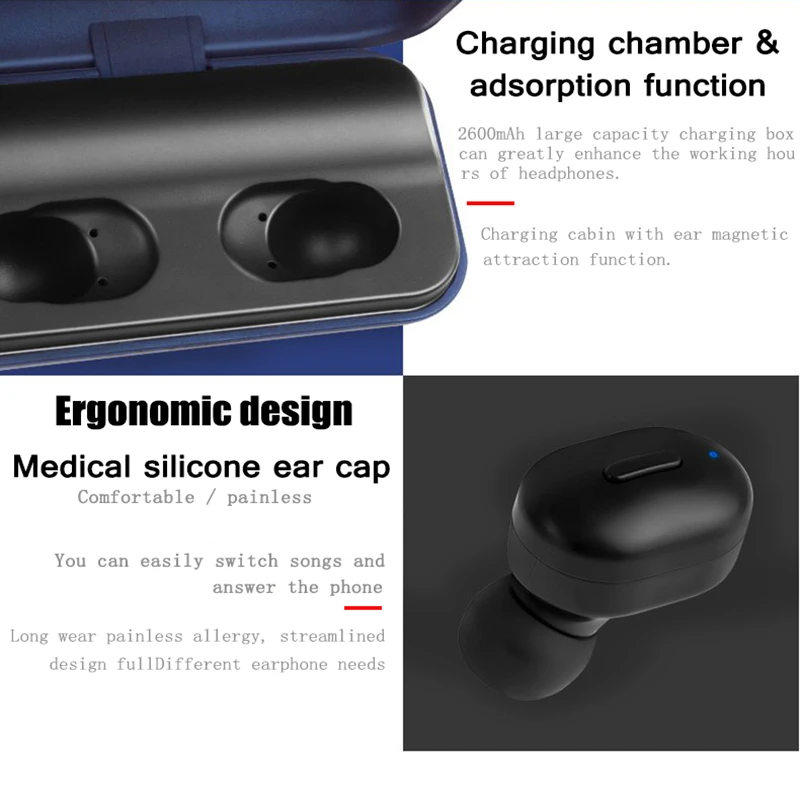 T1 TWS bluetooth наушники стерео объемный HIFI бас Водонепроницаемая гарнитура снижение