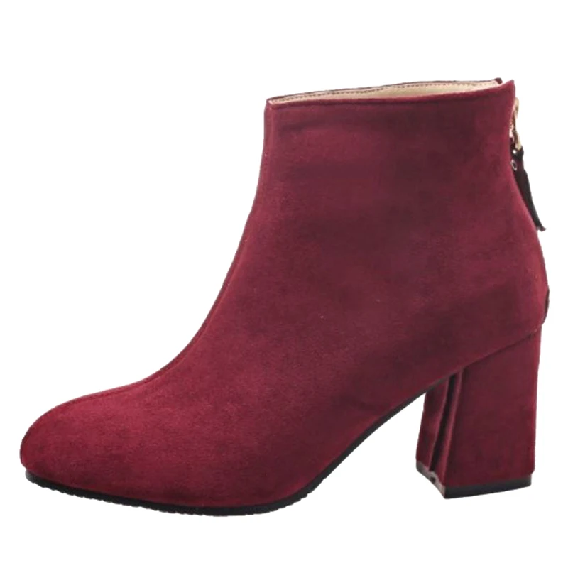 Formal Botas Negro Grueso De Otoño Sjjh A1023 Zapatos Costura Martin Redonda Gran wine Corto Tan Mujeres light Punta Red Nubuck Con Moda Tamaño Zip HZqEwO0x