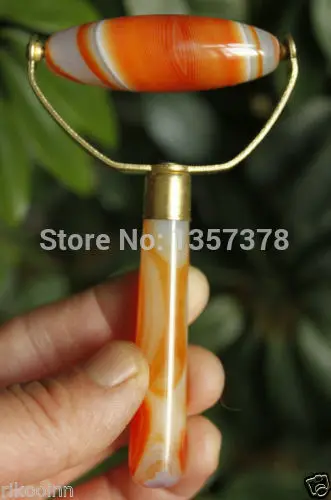 

huij 00332 Usable Chinese Handwork Burnish Old Natural Agate Bead Thin Face Rolling Massage