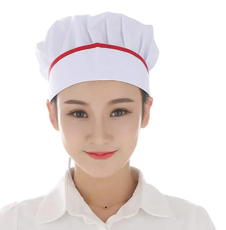 Chef Hat Female Kitchen Sanitation Cap Canteen Restaurant Food Bakery Baking Ventilation hat hotel uniform chefs hat - Цвет: Красный