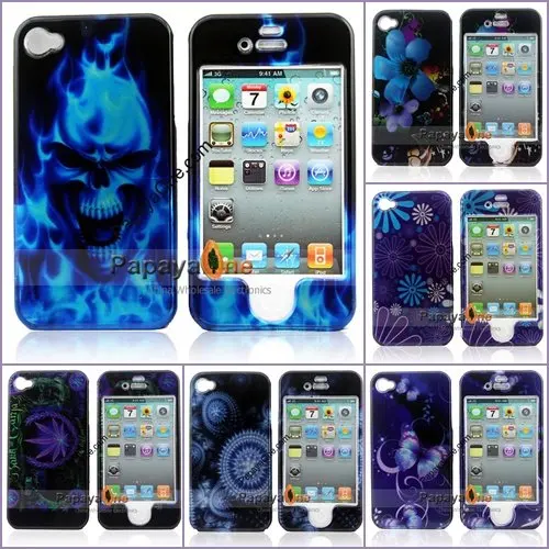 Blue Series Front &amp Back Plastic Hard Case for Apple iPhone 4 4G-30Pcs/Lot(6 Styles Mixed) |