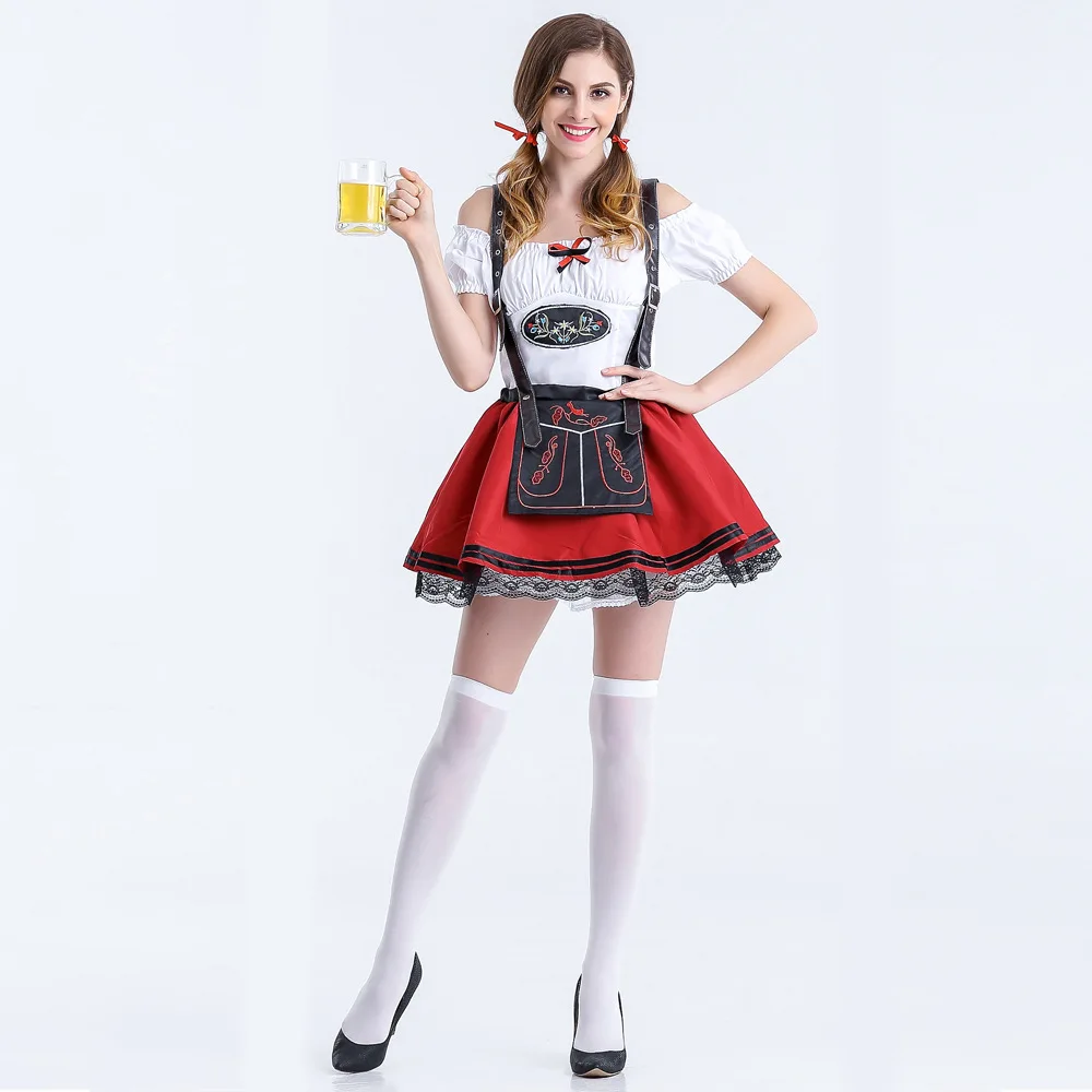 Plus Size Maid Fancy Dress Cosplay German Beer Girl Costume Sexy Dirndl
