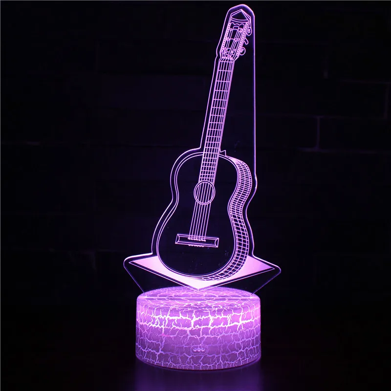 Гитара saxphone пианино 7 цветов 3d светодиодный ночник сенсорный светодиодный Usb ночной Настольный светильник kingchip