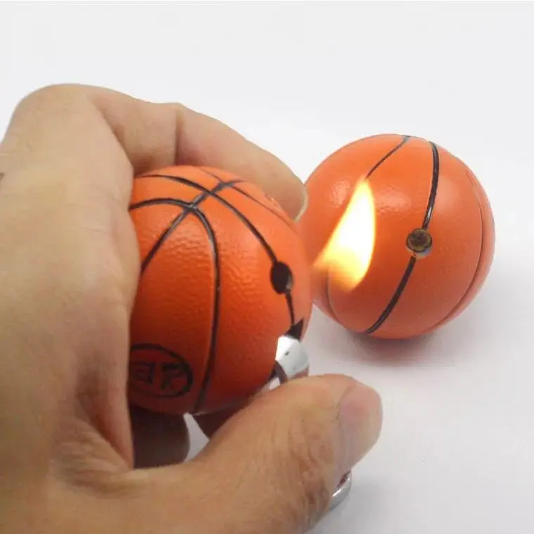 

Keychain Basketball Shape Mini Compact Kerosene Lighter Key Chain Capsule Gasoline Lighter Inflated Outdoor Tools 2pcs/lot