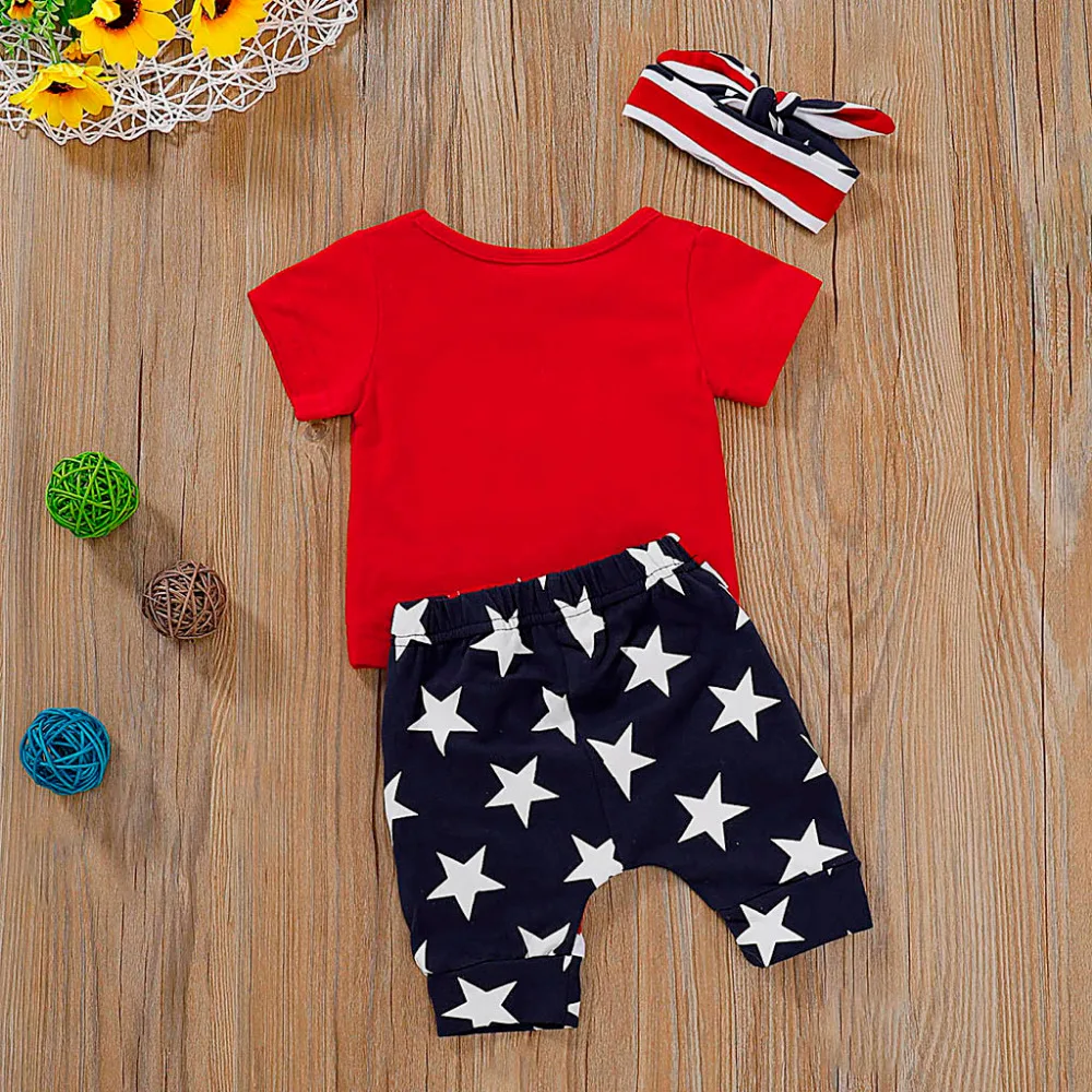US Flag Independence Day 4th of July Stars and Stripe Patriotic Shirt Shorts Set Outfit Toddler Boy Clothes Roupa Infantil 2019