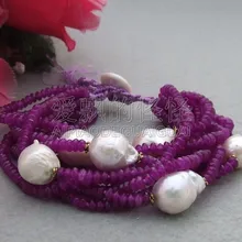 B060111 10 нитка 18 мм белый Кеши жемчуг фиолетовый граненый камень браслет