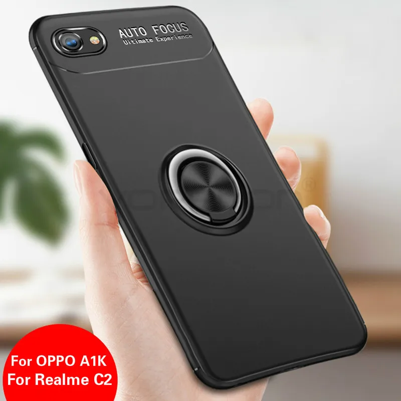 Чехол с кольцом для пальца OPPO A1K Realme C2 чехол телефона автомобильный магнитный