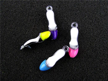 

AE690 Mix Color 20Pcs Alloy Metal Enamel High-heeled shoes Charms Pendant 28x8mm