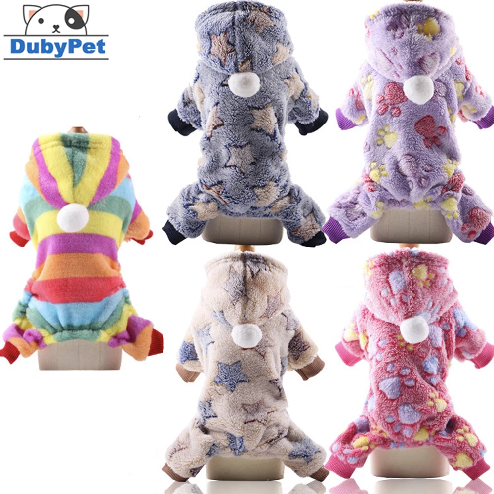 

Dog Pajamas Fleece Pet Jumpsuit Autumn Winter Dog Clothes Four legs Warm Pet Clothing Outfit Small Dog Star Costume Apparel