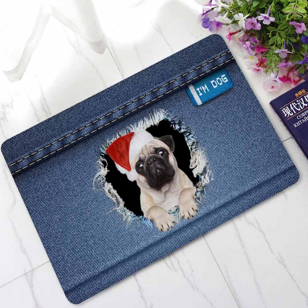 CAMMITEVER Hi I'm Dog Anti slip Print Carpets Floor Mat Outdoor Rugs