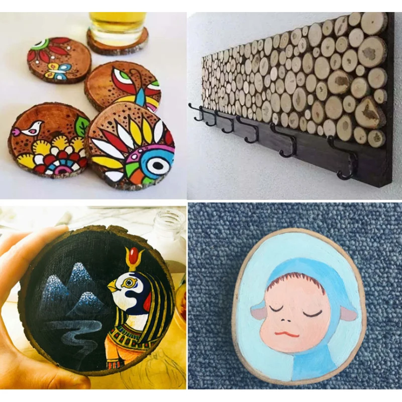 30pcs Natural Pine Wood Log Slices Round Slices Wedding Party DIY Crafts Decor Hand-painted Material Pyrography Ornament 3-4cm