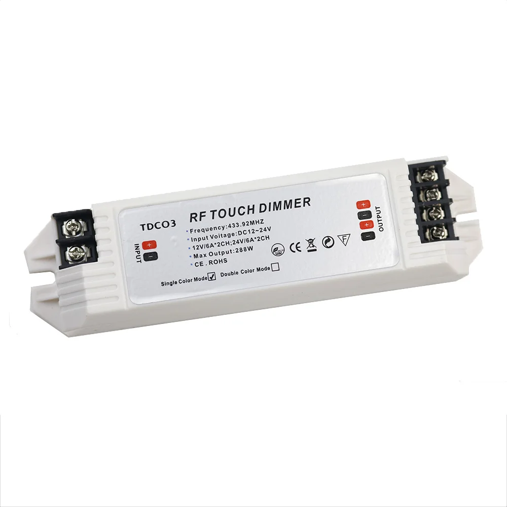 RF Led сенсорный диммер DC12-24V Макс 288 Вт 6A 2 канала RF сенсорный диммер контроллер с пультом дистанционного управления для одноцветный светодиодный светильник