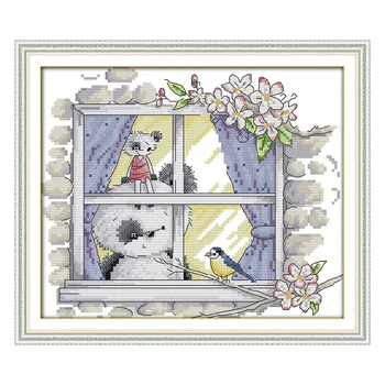 

Joy Sunday chinese crossstitch kits set Pandas and partner DMC14CT 11CTcottonfabric baby room home decoration painting wholesale