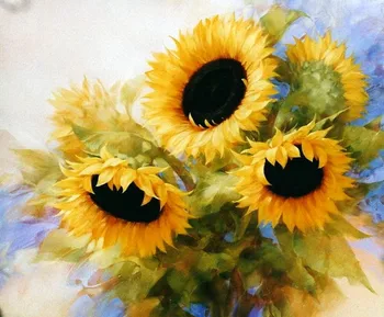 

Needlework Crafts 14CT unprinted embroidery French Quality Counted Cross Stitch Kits Oil Painting Sunflowers home arts decor