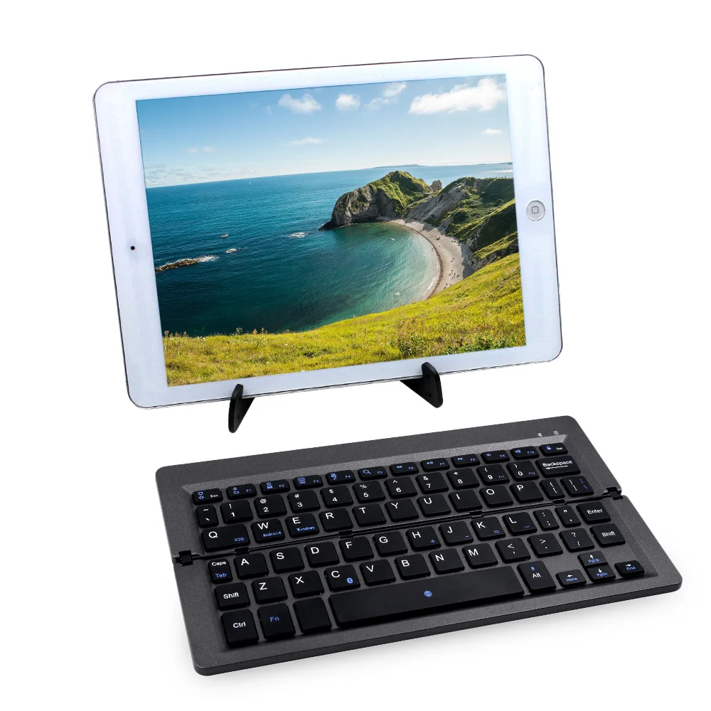 

Ultra-thin Wireless Folding Keyboard Portable Bluetooth 3.0 70Keys Micro USB Port with Phone Table PC Holder for iOS Android Win