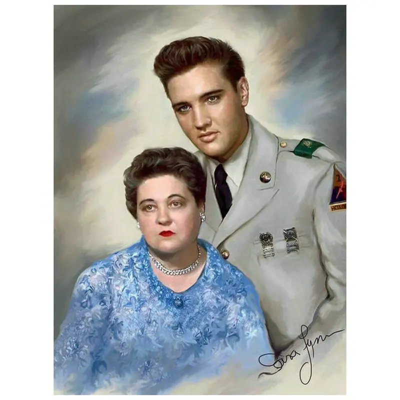 Алмазная 5D мозаика Elvis Presley с мамой картина из квадратных страз круглая вышивка