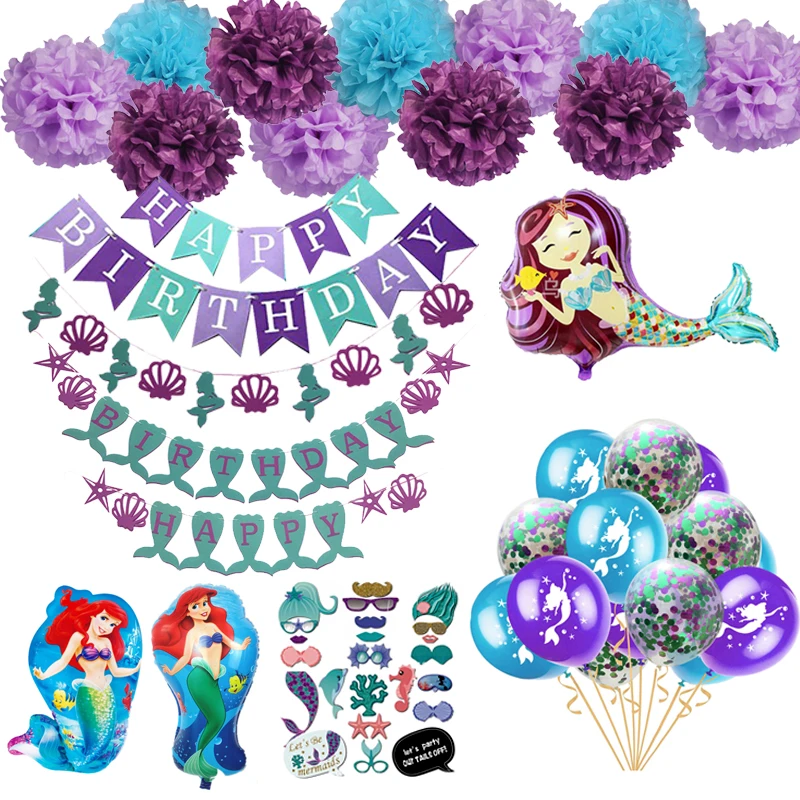 

Little Mermaid Theme Parties Balloons Kids Favor Mermaid Birthday Decorations Baby Shower Little Mermaid Birthday Party Supplies