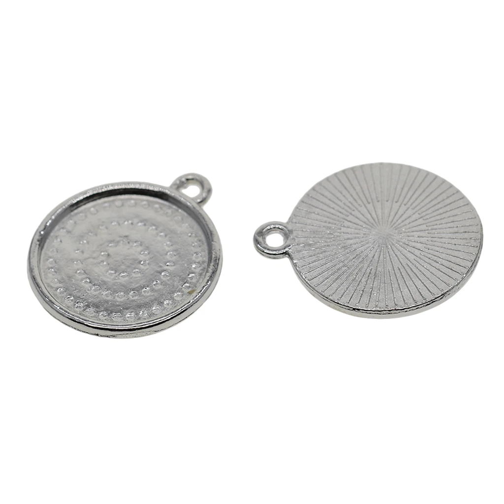 50pcs Round Bezel Pendant Trays Blank Bases Cabochon Settings DIY Jewelry Blank Bezel for Necklace Making