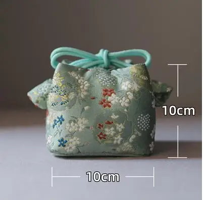 Парча плотная шелковая дорожная сумка для хранения чайная банка чайная чашка, чай набор сумка средней ткани шесть цветов - Color: 3