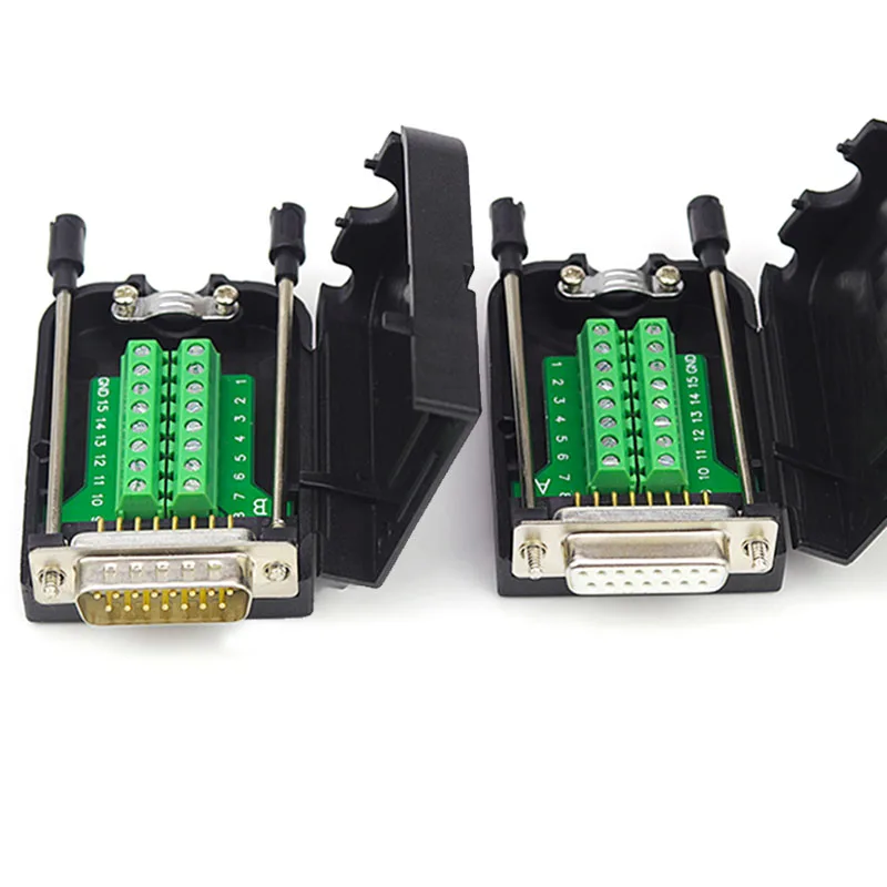 

VGA D-SUB DB15 Male 2 Rows 15 Pin Plug Breakout Terminals Screw Type Connector Female Computer Monitor Projector