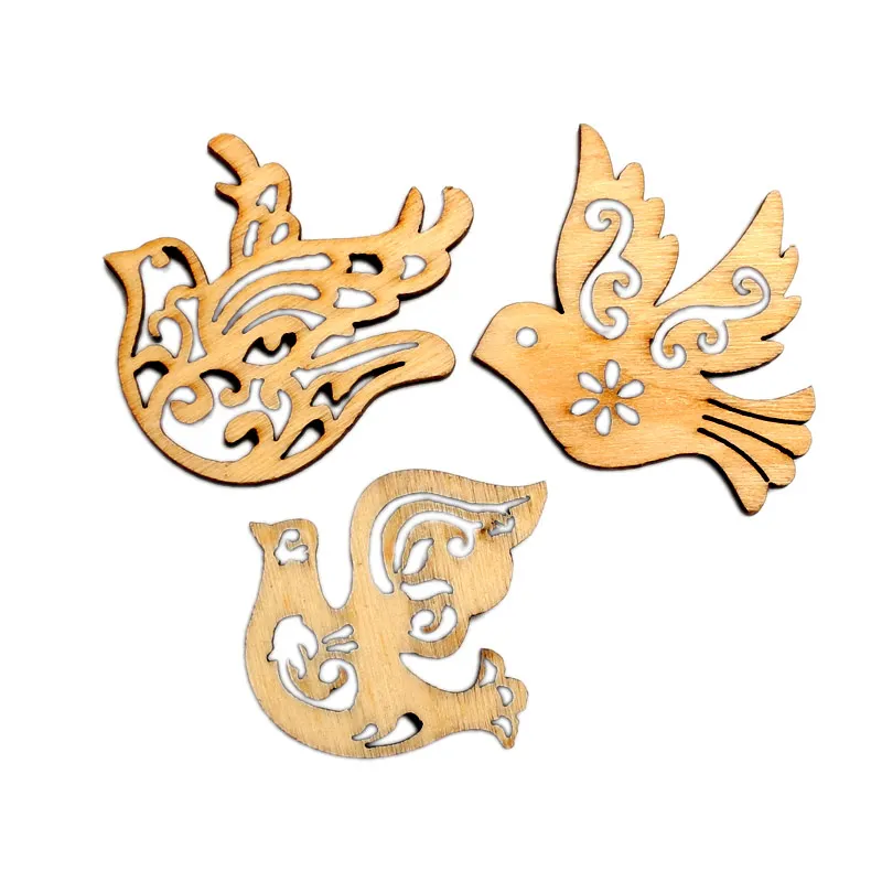 

LF 50Pcs Wood Mixed Wood Crafts 35-40mm Embellishments MDF Unfinished Wood Scrapbooking For Craft Decoration Diy