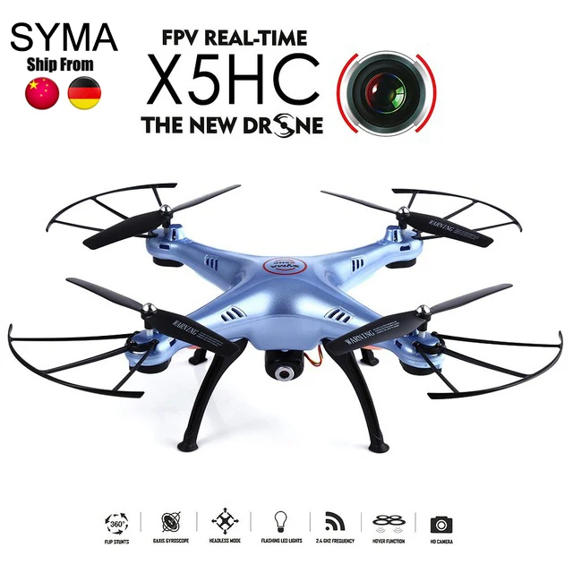 

Original SYMA X5HC RC Drone With HD 2MP Camera 2.4GHz 4CH 6 Axis Gyro Quadcopter AUTO Hovering Headless Mode Helicopter