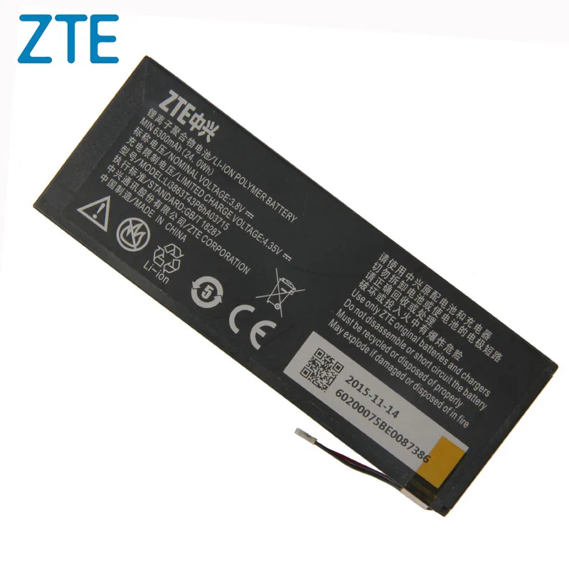 Original ZTE Li3863T43P6hA03715 Phone battery For ZTE MF97V MF97B MF97G SPro 2 6300mAhin Mobile