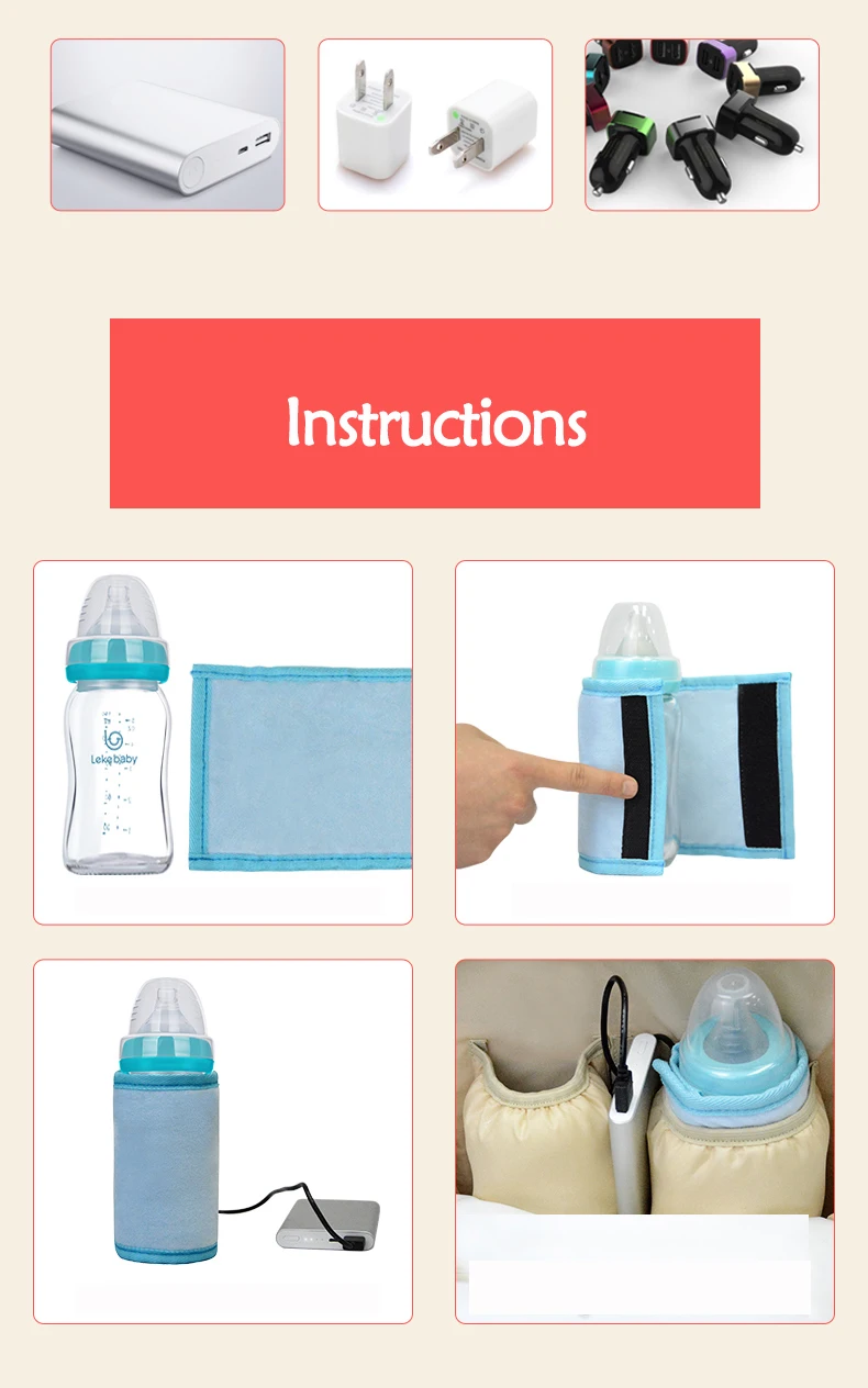 USB контейнер для детского питания термо бутылка для сумки термальная детская бутылка Электрический нагреватель для бутылок термостат изоляционные сумки портативный
