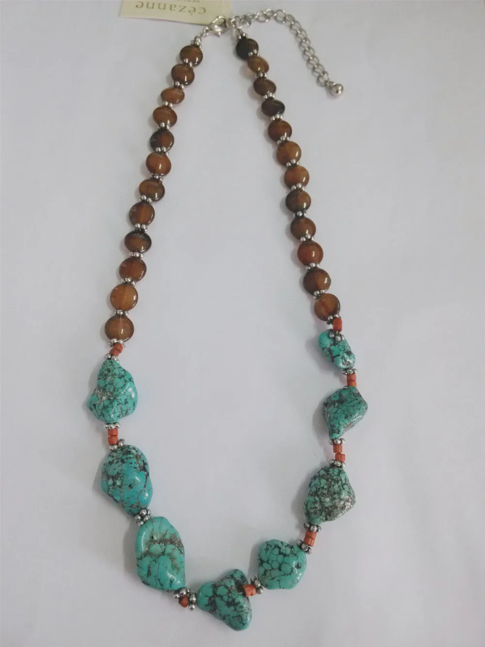 

Miss charm Jew1914 Retro Vintage Turquoise Blue Stone Beads Pendant Necklace Bib Choker Jewelry New