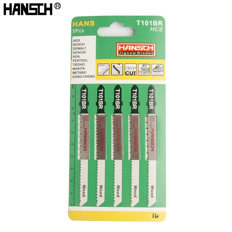 5 шт. лезвия для лобзика T101BR 100*2 Быстрорежущая древесина AEG Bosch Maki Metabo Dewalt Festo Holzher