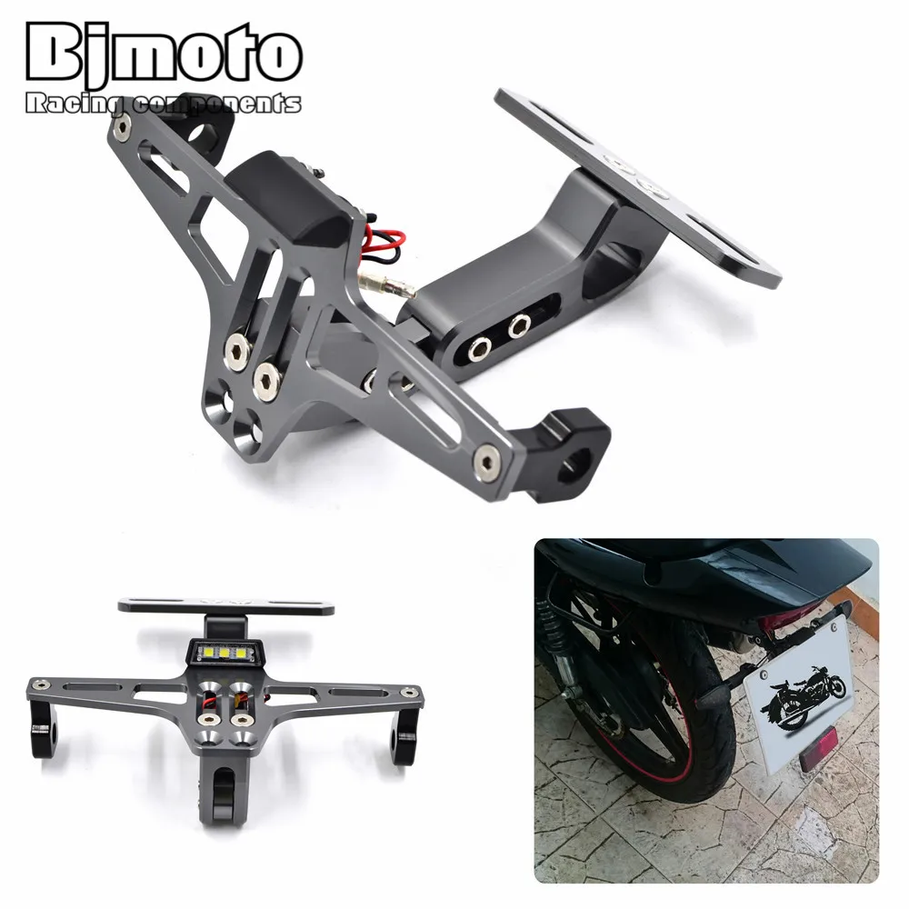 

Universal Motorcycle LED light Adjustable Multi-angle Fender Eliminator License Plate Bracket Holder Tidy Tail For Sport Bike