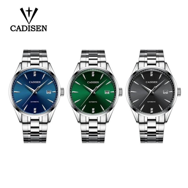 CADISEN Luxury Brand Men's business watch steel men watch automatic mechanical male wirstwatch waterproof thin relogio masculino