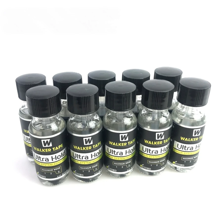 0.5floz 15ml Ultra Hold Glue Men Toupee Tape Hair System Adhesives Brush For Lace Wig/Toupee Soft-bond and 1 Bottle 30ml Remover