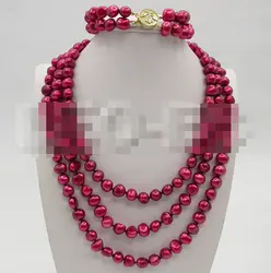 07781 барокко красный жемчуг ожерелье 2row браслет (A0423)