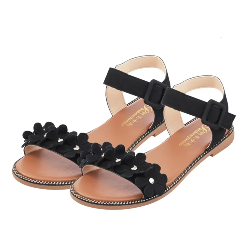 

Women Sandals 2018 Summer Gladiator Sandals Flock Flower Simple Sandal Shoes Women Ladies Flip Flop Flats Heel Sandalia