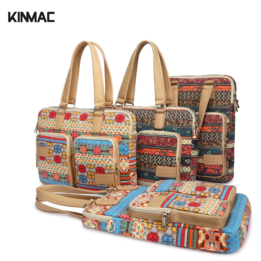 Kinmac 14 15 15.6 inch Shoulder Canvas Computer Laptop Bags Men Women Cover Case Briefcase ...