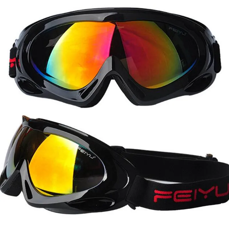 Новые снежные лыжные очки детские профессиональные лыжные очки детские линзы UV400 Анти-туман Скейт очки Сноубординг мальчик девочка - Цвет: black