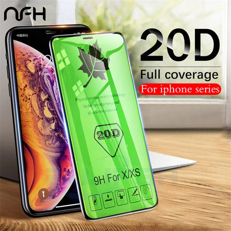 

20D Full Cover Protective Tempered Glass On For iphone 7 6 6S 8 Plus screen protector For iPhone X XS Max XR Glass Film