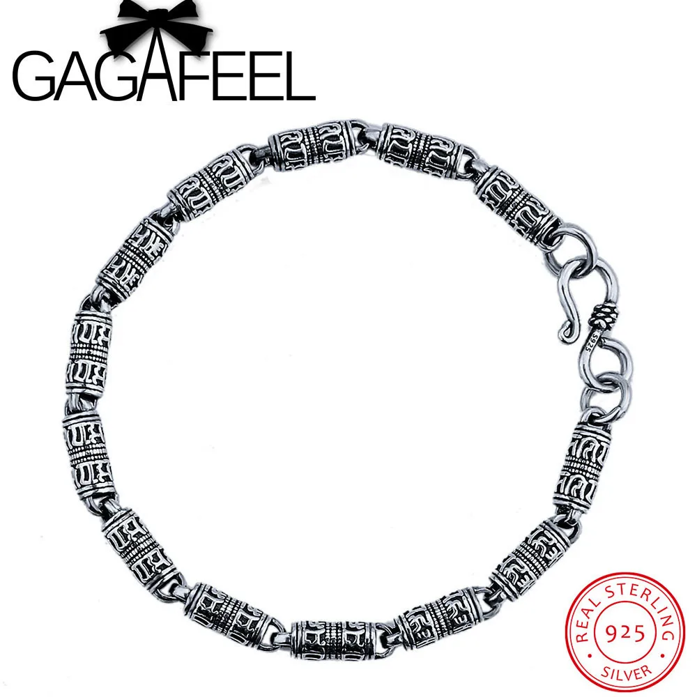 GAGAFEEL Genuine 100 Real Pure 925 Sterling Silver 5mm Men bracelet Punk style Men jewelry free